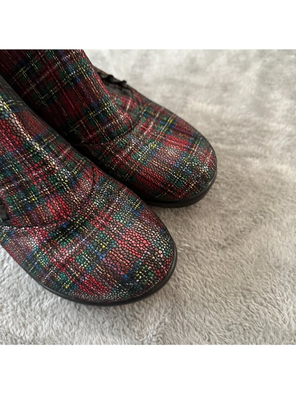 Alegria Hannah Ankle Boots Booties Red Tartan Plaid Women's 40 US 9.5 10 - Picture 3 of 7